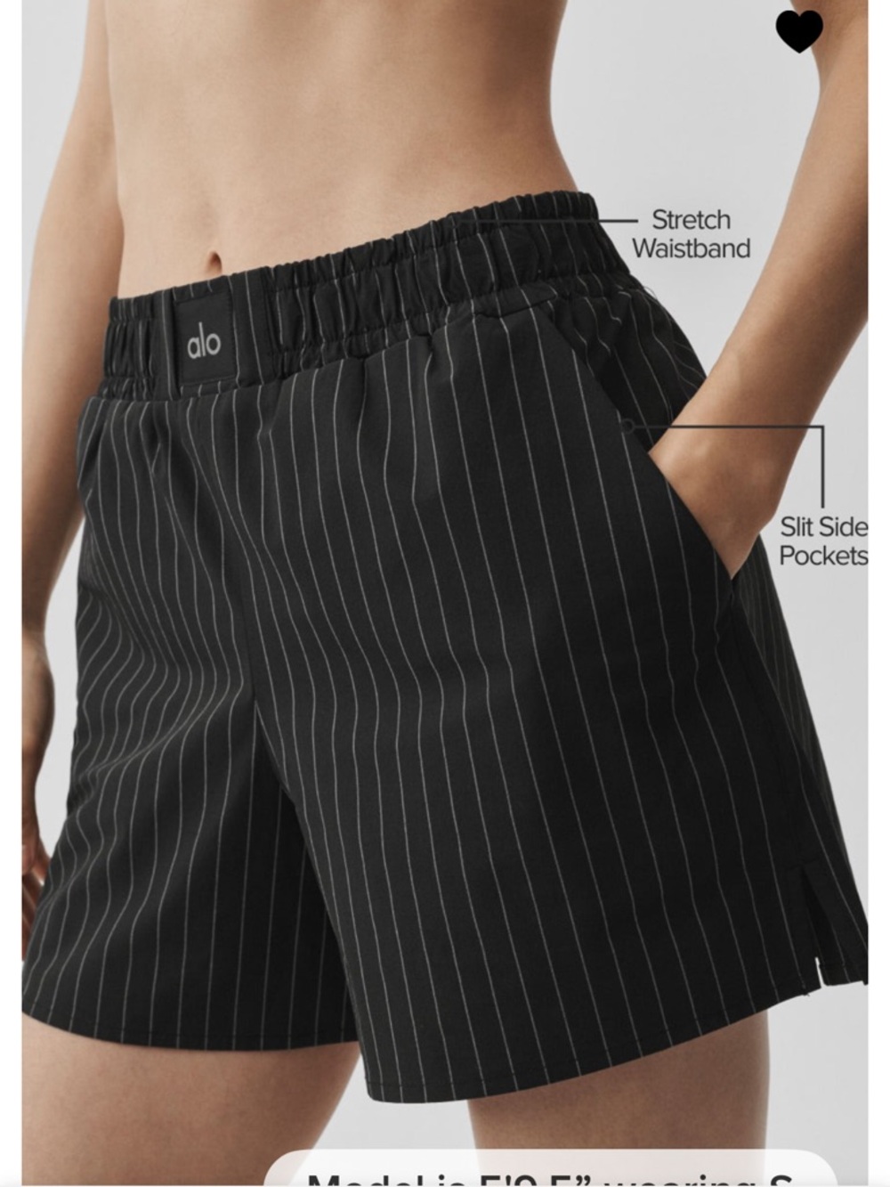 ALO Yoga Black Shorts with White Pinstripes